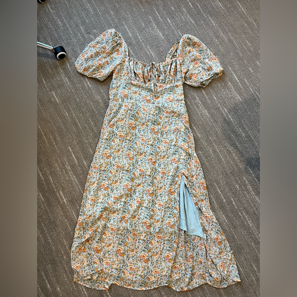 Petal & Pup Long Green Floral Dress (Size 10)